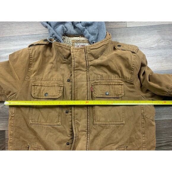 Levis Jacket Mens M Brown Sherpa Lined Canvas Chore Coat Barn Field Hooded - Picture 7 of 8